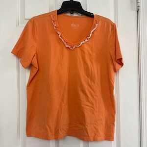 D&Co. Orange Ruffle Trim Women's Top